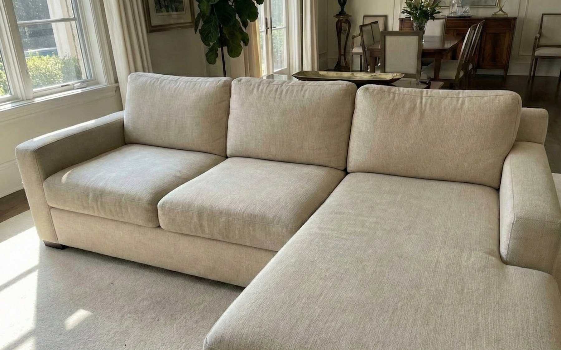 Carpet after professional hot-water steam cleaning in Victoria BC — even, fresh colour with no marks.